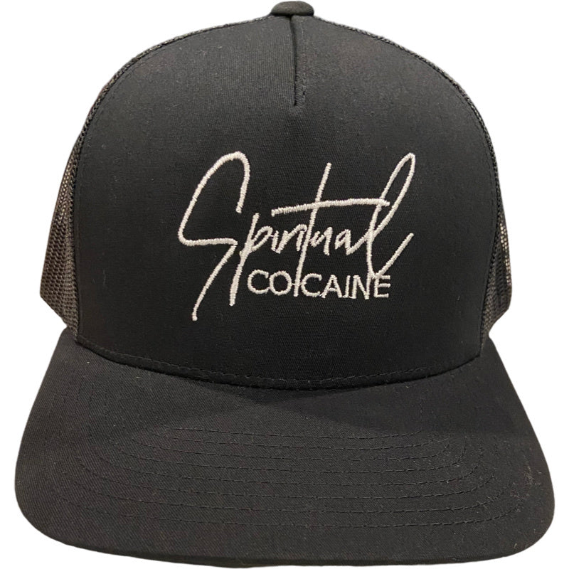 Spiritual Cocaine Script Round Bill Trucker Hat